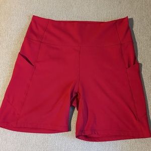 Fabletics red oasis biker shorts - size large